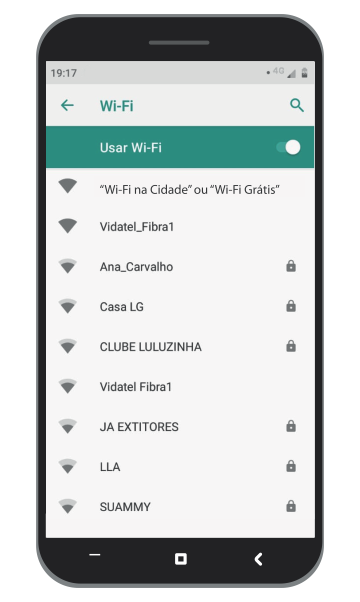 Conecte-se a Rede "Wi-Fi na Cidade" ou "Wi-Fi Grátis"